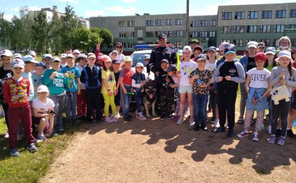 Фотофакт: ГАИ и Департамент охраны провели в Кобрине детский праздник