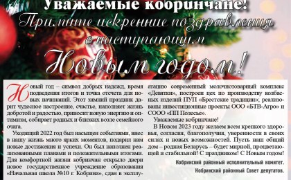 Уважаемые кобринчане! С наступающим Новым годом!