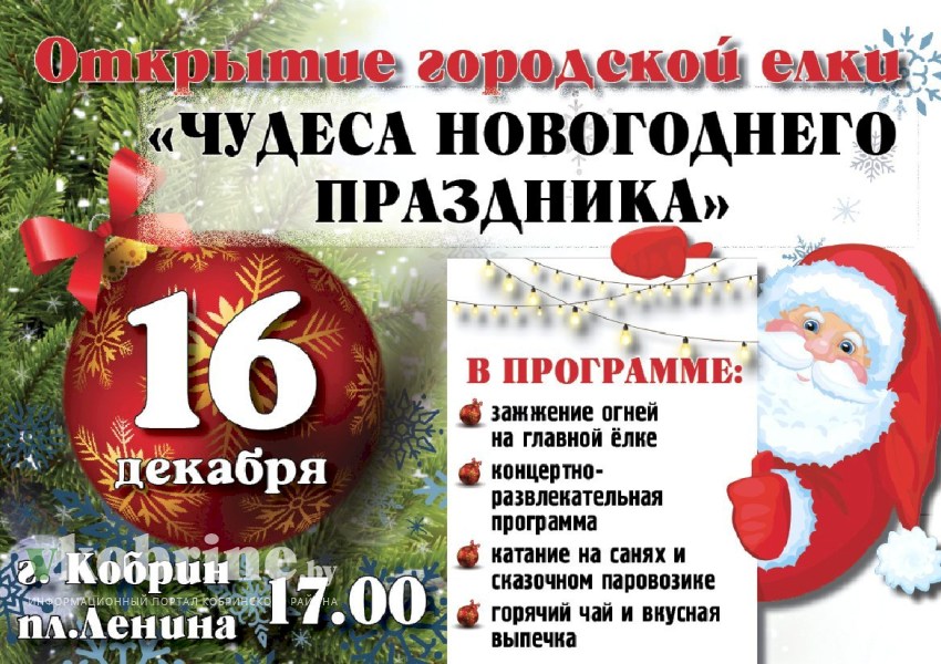 16 декабря в Кобрине состоится открытие главной новогодней елки. Что в программе?