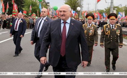 Выступление Президента Беларуси на церемонии возложения венков и цветов к монументу Победы