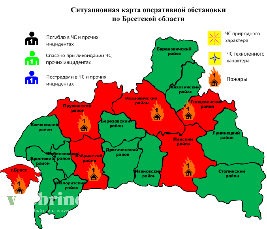 В Кобринском районе в д. Запруды горел дом